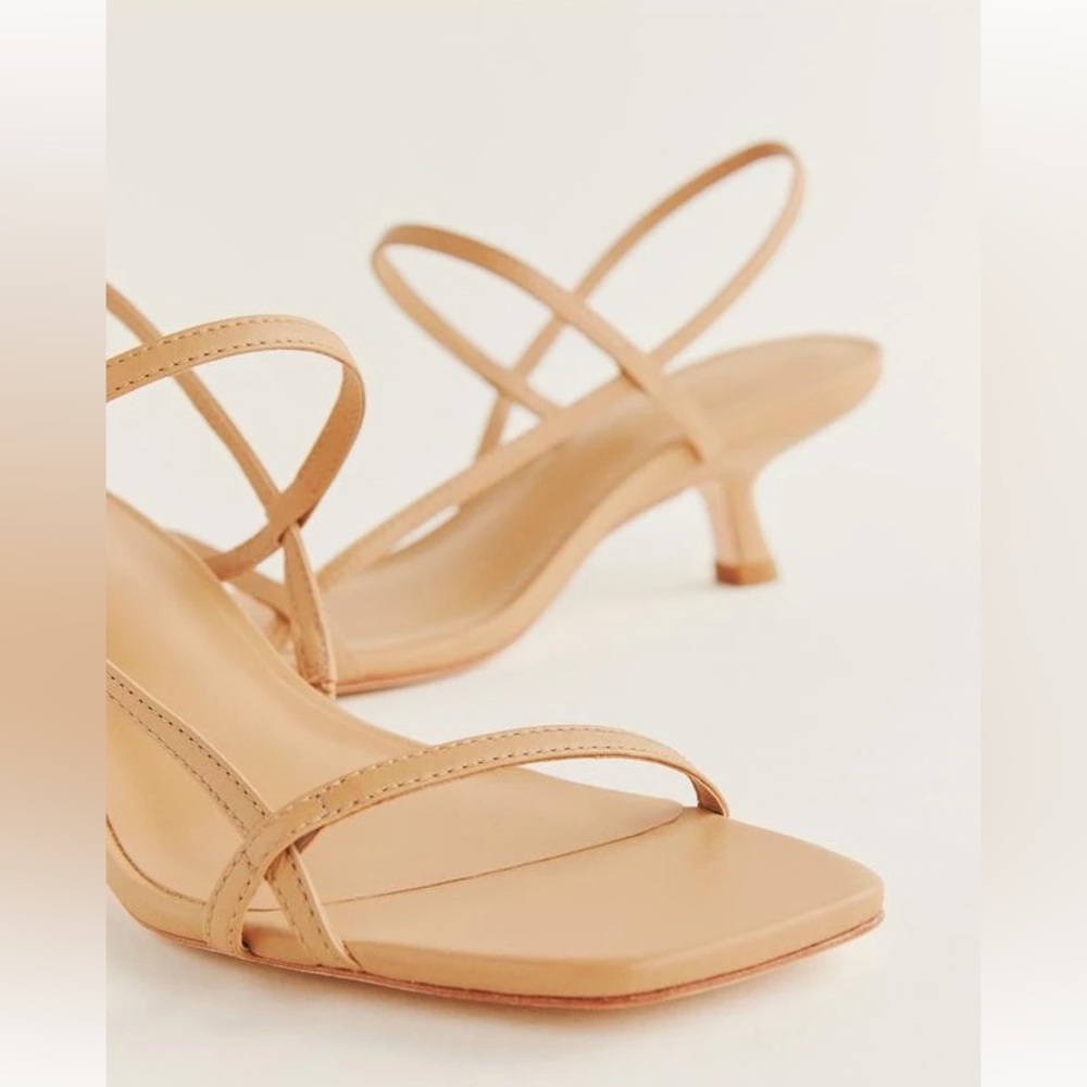 Reformation Serenity Bare Kitten Heel Sandal In Buff Tan Size 7.5 - Picture 12 of 13